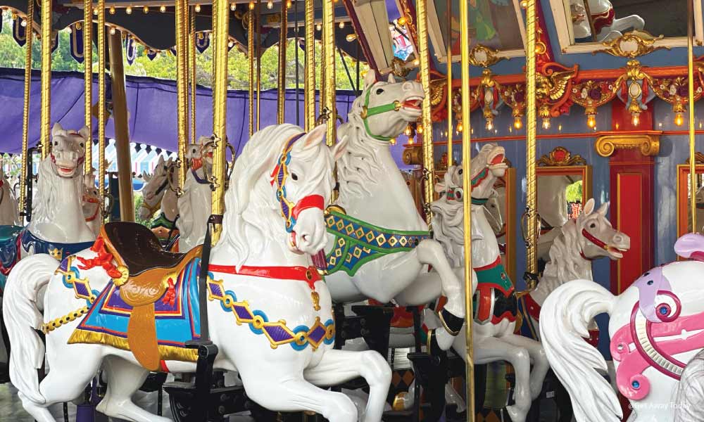 Horses on the King Arthur Carousel at Disneyland
