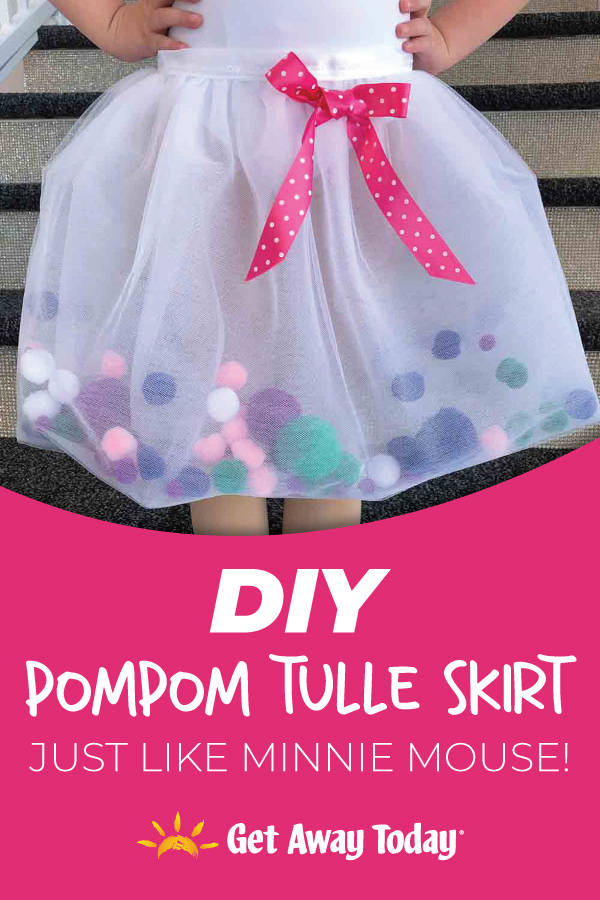 DIY Tulle Skirt with Pom Poms || Get Away Today