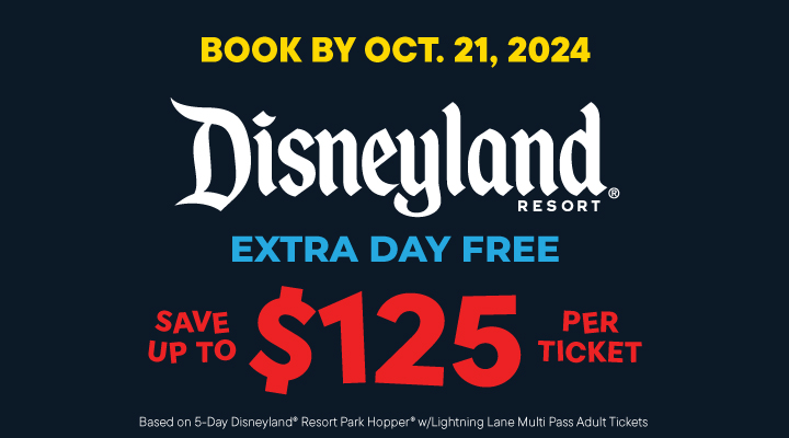 Extra Day Free DISNEYLAND® Resort E-Tickets - <b><font color=red><a href="https://www.getawaytoday.com/extra-day-free" style="font color=red">Click</a> for more details</font></b>