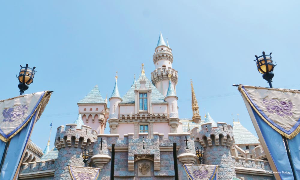 Disneyland Castle with light blue and gray paint