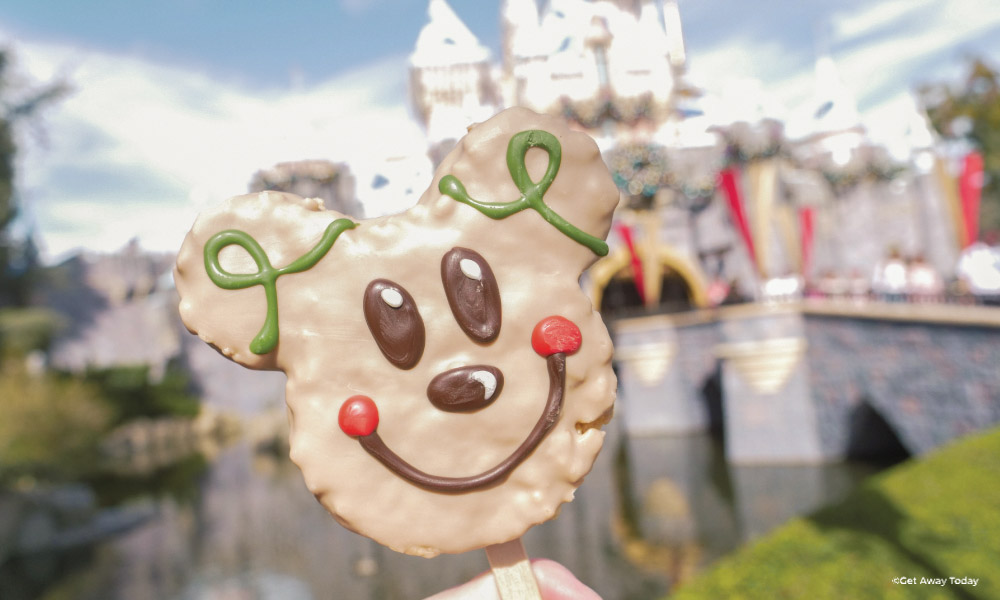 Mickey Mouse Gingerbread Rice Crispy decorated like a gingerbread man