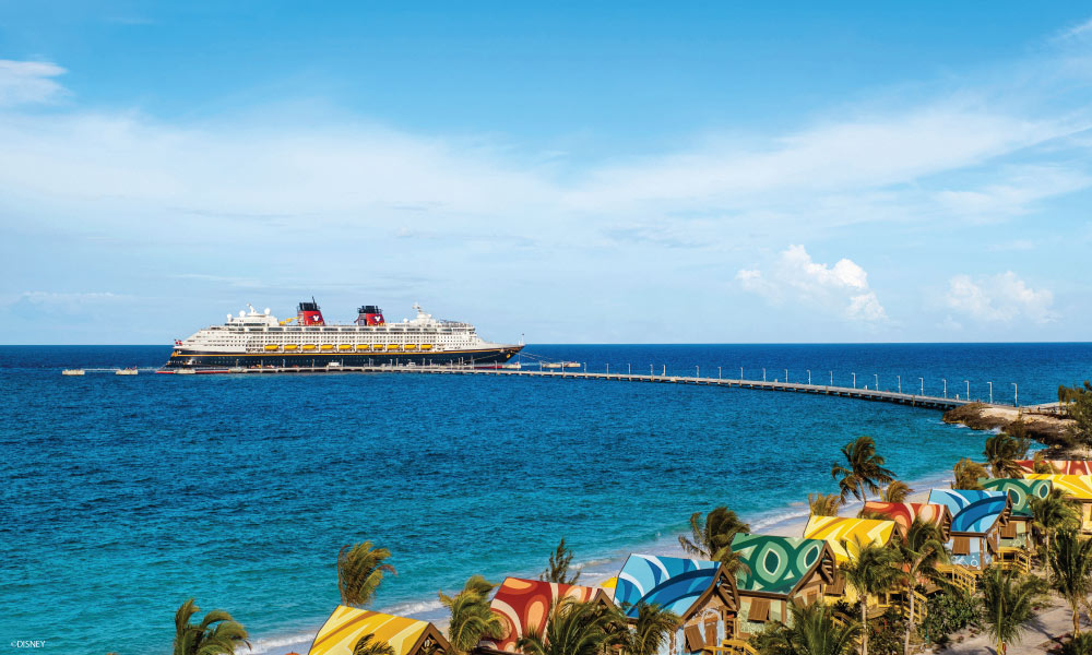 disney cruise boat docked at lighthouse point lookout cay