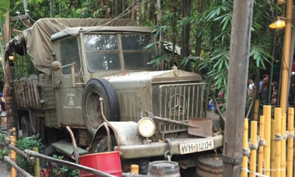 Jeep used in filming the Indiana Jones movies at the Line for the ride at Disneyland