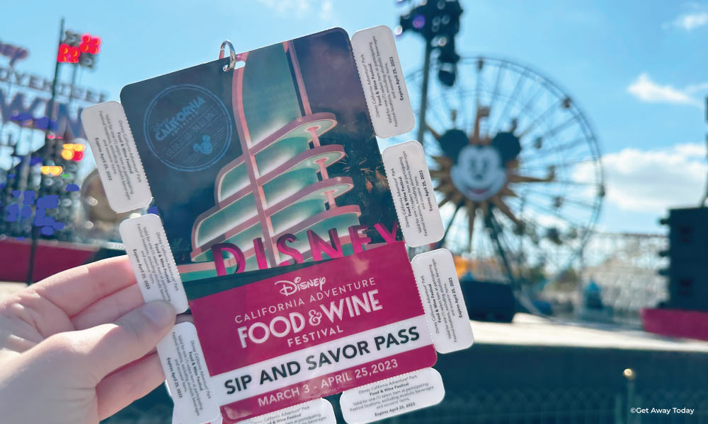 Sip and Savor pass card at California Adventure Food and Wine Festival