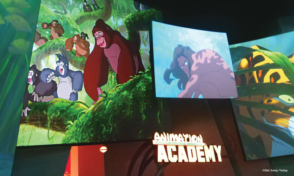 Entrance to the Art of Animation with Tarzan images above