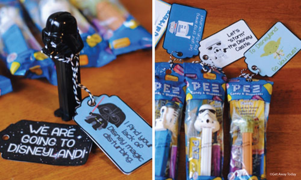 Darth Vader Pez dispenser with a Darth Vader Star wars tag, and more Star wars pez dispensers with tags attached