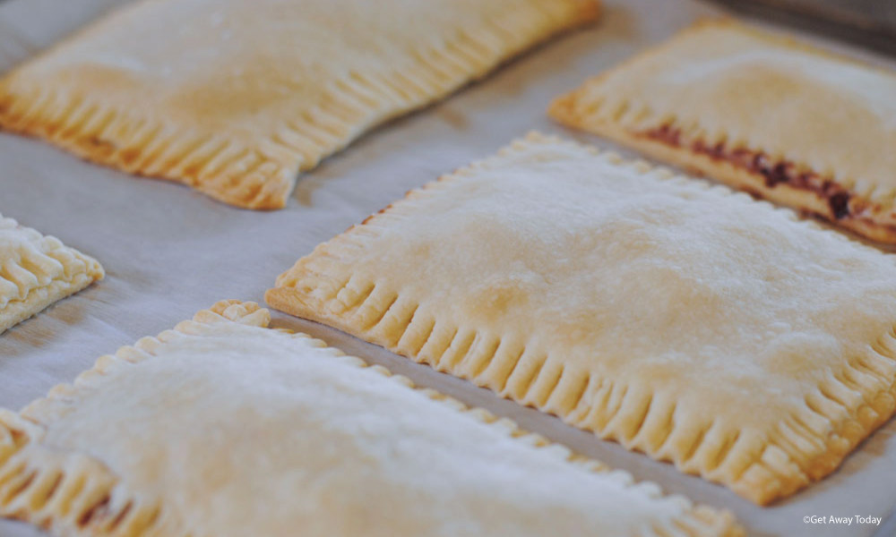 baked homemade pop tarts on a baking sheet