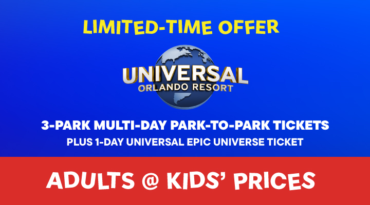 Universal Orlando 3-Park Multi-Day Park-to-Park - <b><font color=red>PLUS 1-Day Universal Epic Universe Tickets</font></b>