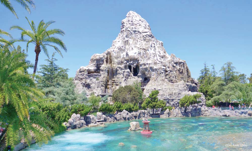 The Matterhorn ride at Disneyland behind the Nemo ride