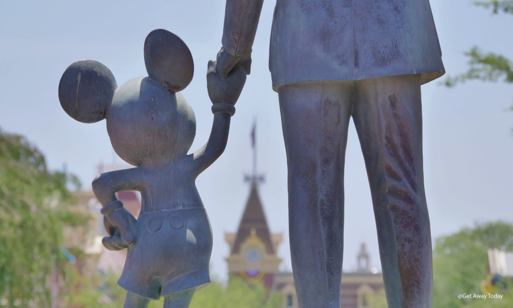 back of walt and mickey statue 