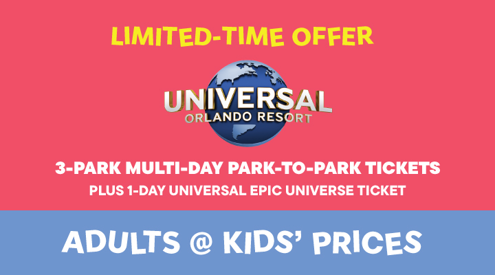 Universal Orlando 3-Park Multi-Day Park-to-Park - <b><font color=red>PLUS 1-Day Universal Epic Universe Tickets</font></b>