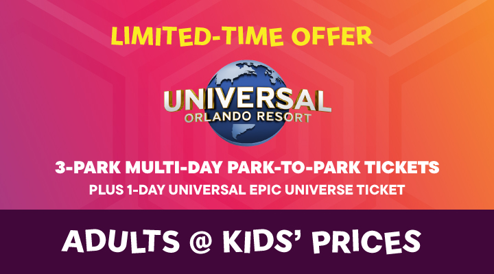 Universal Orlando 3-Park Multi-Day Park-to-Park - <b><font color=red>PLUS 1-Day Universal Epic Universe Tickets</font></b>