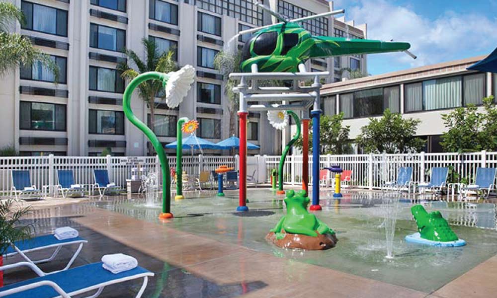 splash pad with colorful water features