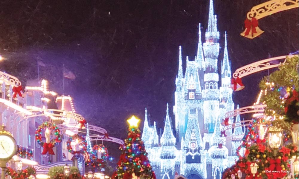 Cinderella Castle decorated for Christmas